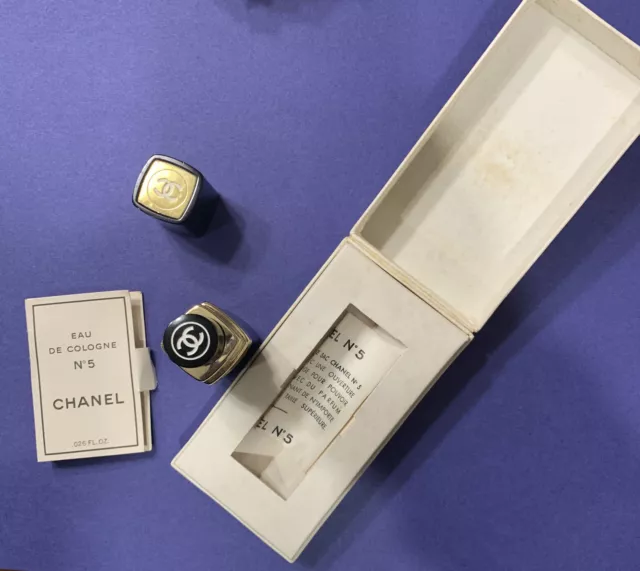 Vintage Parfum No 5 Chanel Flacon Pour le Sac Purse Paris Gold Dab And sample