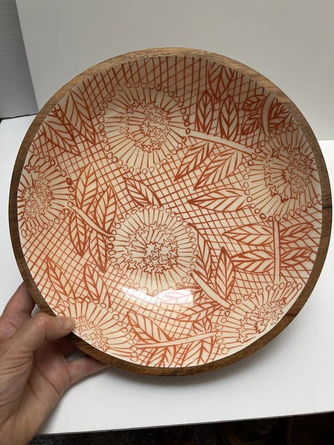 Opal House Mango Wood 10 1/2 Inch Bowl Orange Peach Color 3.5” Tall
