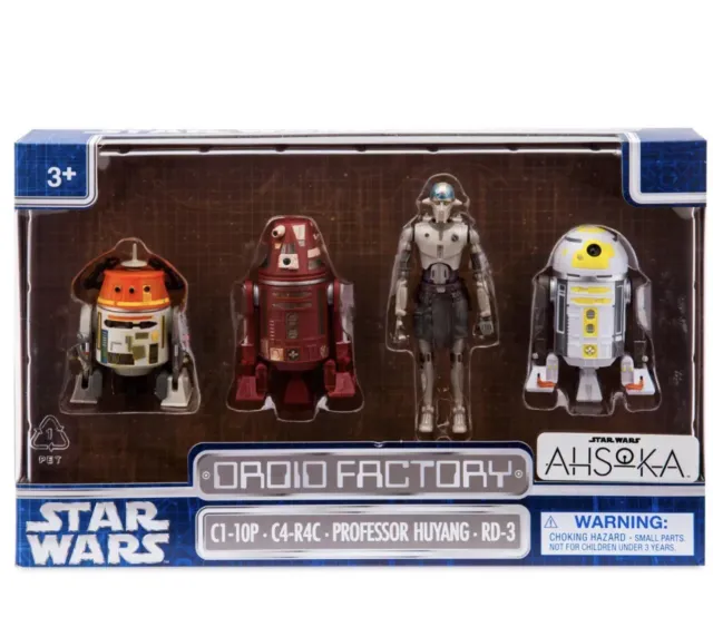 Disney Parks Star Wars Droid Factory Ashoka TV 4 Pack Set Chopper, Huyang New