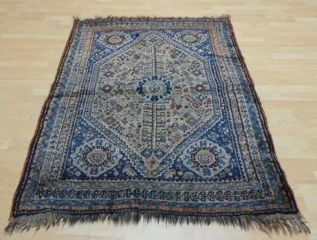 Antique PERSAIN CARPET RUG HAND MADE Oriental Wool Vintage c1890