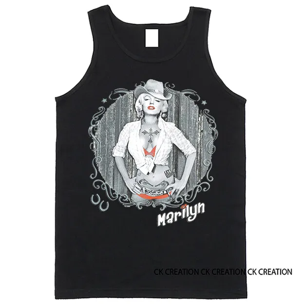 Marilyn Cowgirl Gray Swirlie Graphic Tank Top