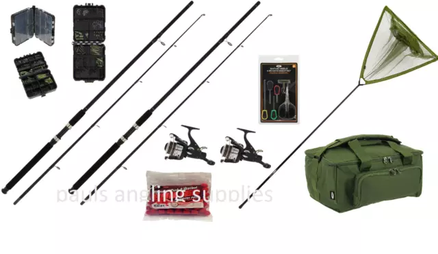 8 ft  Carp Fishing Stalking Rod Reel Set Up 2.4m  Rods Reels Net Tackle Bag Bait