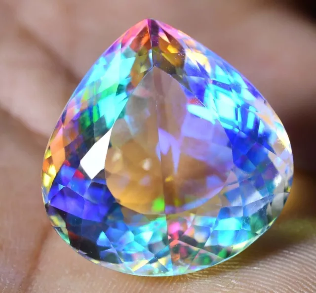 55.00 Ct Rainbow Color Natural Mystic Quartz Pear Cut Loose Gemstone