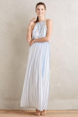 Anthropologie KAS New York Livia Pleat Maxi Dress New with Tags XS Petite