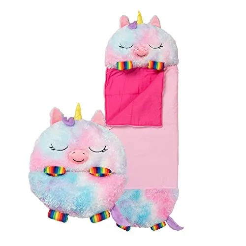 Happy Nappers Kids Sleeping Bag - Rainbow Unicorn - Plush Toy, Comfy Sleeping