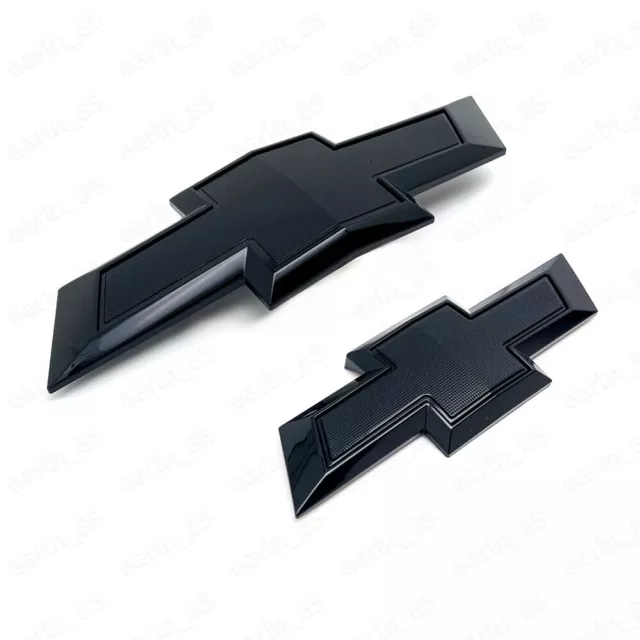 NEW 2015-2020 Chevrolet Tahoe Suburban Front & Rear Gloss Black Bowtie Emblems 2