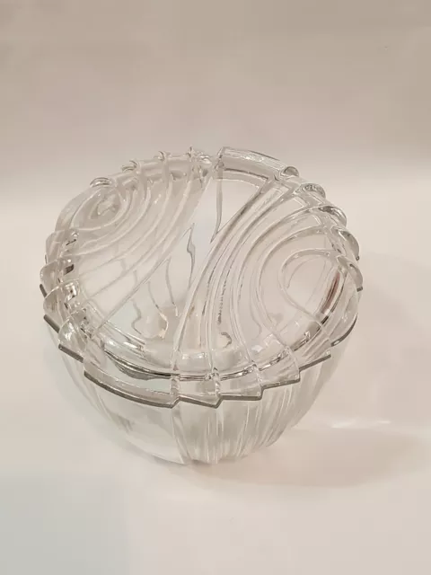 Vintage 24% Lead Cut Crystal Bowl Clear Candy Dish With Lid Germany