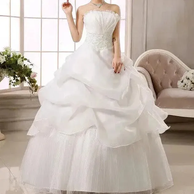 Elegantes cremeweißes Hochzeitskleid - schönes Detail - tolles Preis-Leistungs-Verhältnis - Größe 8-10 UK