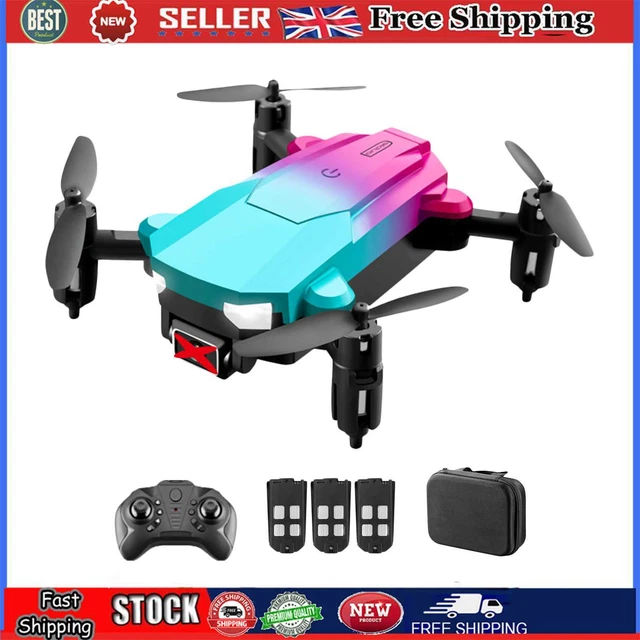 Juguetes cuadricópteros plegables para drones de radiocontrol Altitude Hold con 3 baterías (verde rosa)