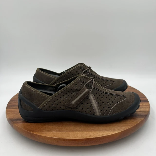 SIZE 9.5 CLARKS Womens Tequini Slip On Shoes Brown Hook Loop Perforated 23.76 PicClick