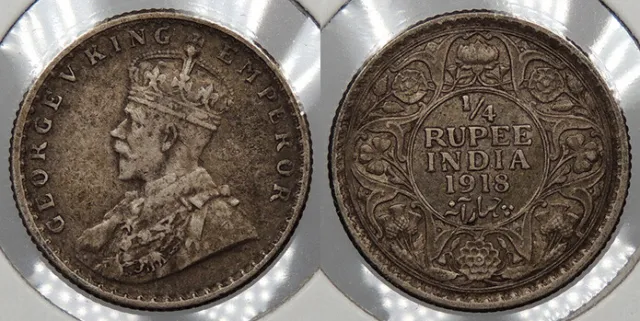 INDIA 1918( c) 1/4 Rupee George V #WC78217