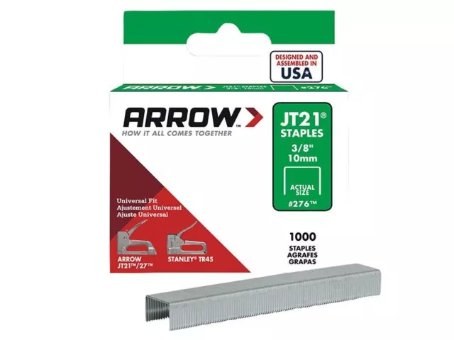 Arrow - JT21 T27 Staples 10mm (3/8in) Box 1000