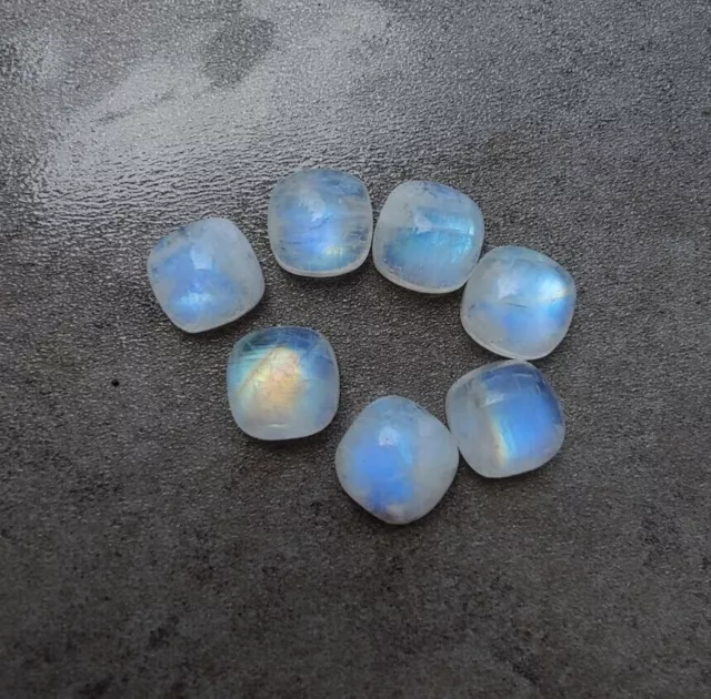 Natural Rainbow Moonstone Cushion Cabochon Calibrated Loose Gemstones All Sizes