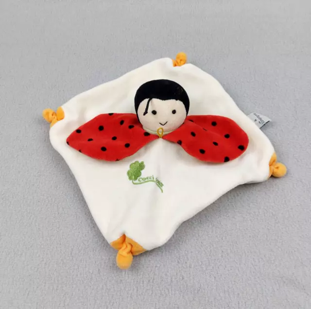 Doudou et Compagnie plat coccinelle Cocci doux écru rouge trèfle vert orange