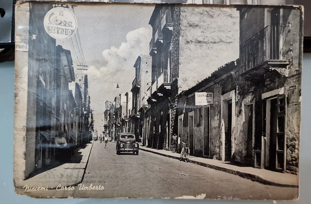 Cartolina Niscemi - Corso Umberto Fg/ Vg Vespa Servizio