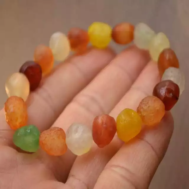 13MM Natural Jade Colored Gemstone Cuff Lucky Bracelet Wristband Colorful