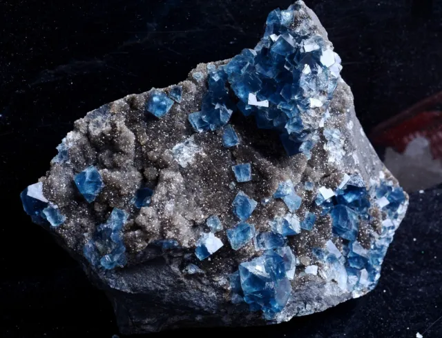 New Find Transparent Blue Cube Fluorite Crystal Cluster Mineral Specimen 1637g
