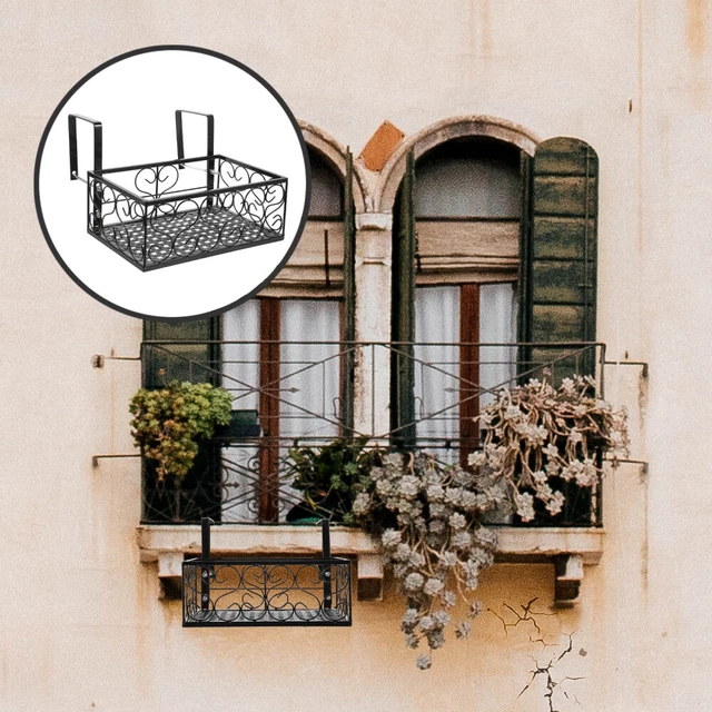 Support De Pot De Fleur De Balcon En Fer Forgé, Garde-corps Mural, Support De Fleurs, Terrasse Extérieure, étagère Pour Plantes, Support De Jardinière (60 Cm × 28 Cm × 22 Cm