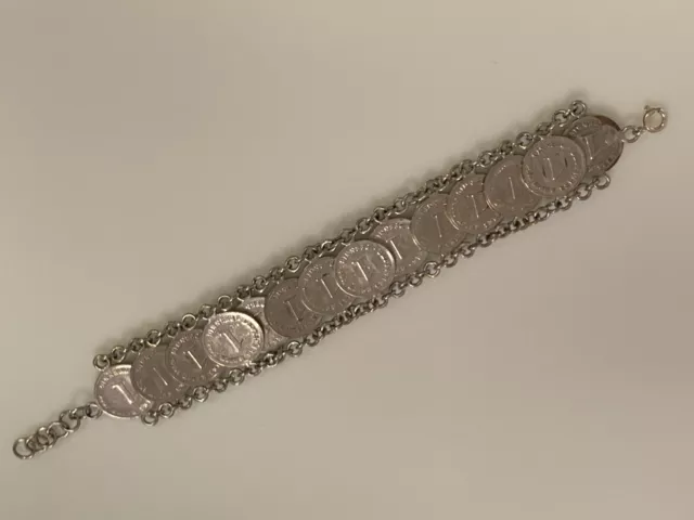 Antikes Münzarmband 1 Pfennig 1876-1899 Antikschmuck Versilbert