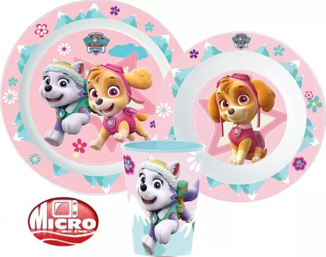 Paw Patrol Children's Kids Toddlers 3 PC Dinner Breakfast Micro Plastic Set