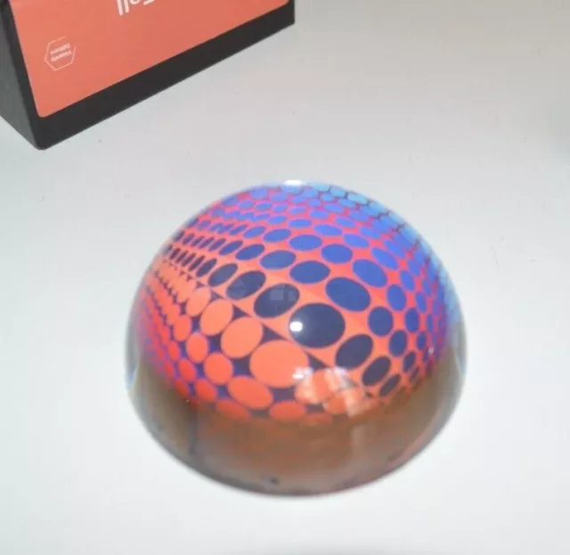 Victor vasarely Base Vega Fell Pisapapeles de Cristal Morado Nuevo Mediano
