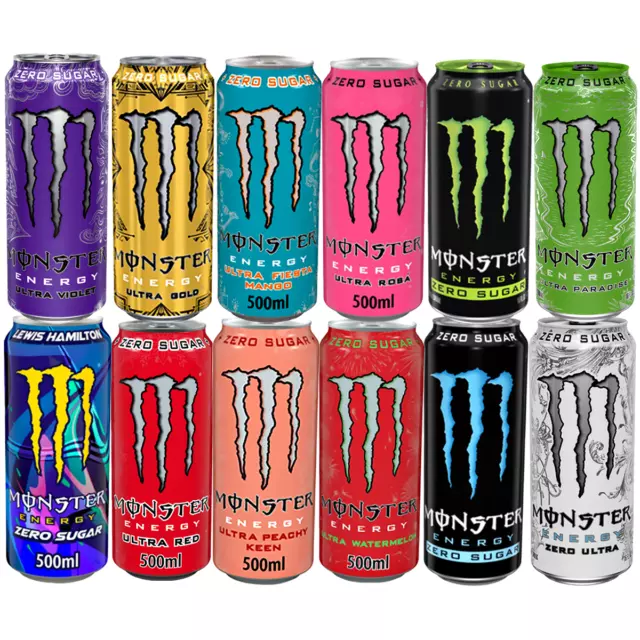 Monster Selection 12 Pack, Zero Or Sugar Energy Drink, 500ml X 12 Cans