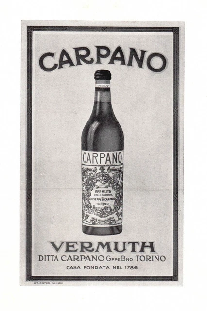 Y1841 Vermuth CARPANO, Pubblicità 1951, Vintage Advertising