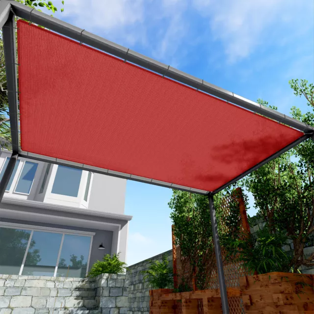 Sun Shade Sail Red Hemmed Fabric Cloth Canopy Awning Patio Outdoor UV 11-16' FT