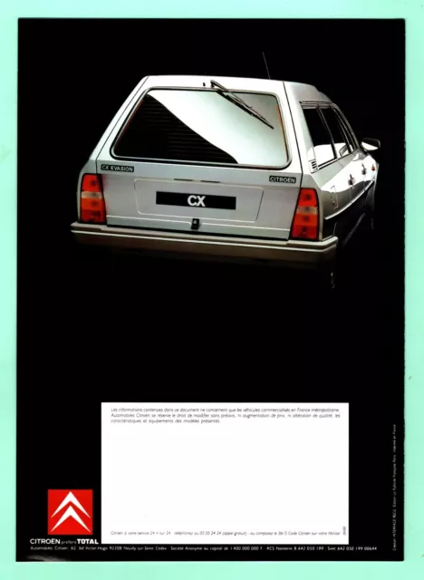 ▬► Prospectus Brochure Catalogue CITROËN CX Evasion 09/89 1989 Voiture 12p 3