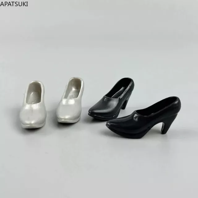 Black Silver High Fashion Shoes for Barbie Doll Heel Office Lady High Heel Shoes