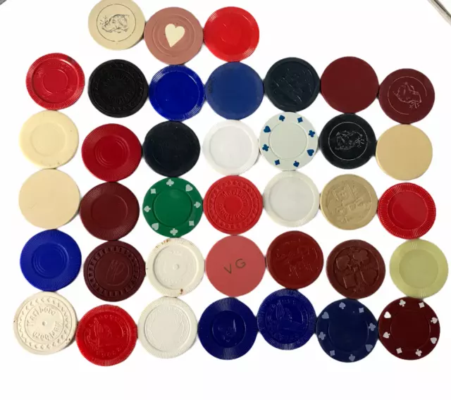 Lot of 38 Vintage Various Brands Styles Poker Chips
