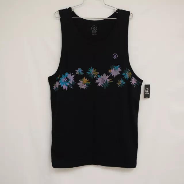 Volcom Parables Tank Top - Black / Floral Pattern - Women's Size XXL