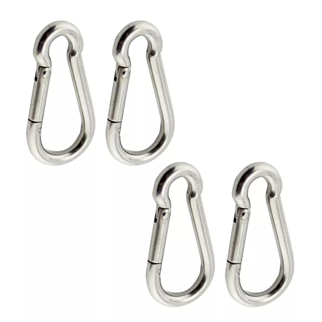 4X 80mm Carabiner Clip 316 Stainless Steel Climbing Holder Hook Lock Camping SUS