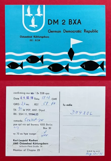 DDR QSL AK Funk Karte Ostseebad KÜHLUNGSBORN DM 2 BXA 1973 ( 118817