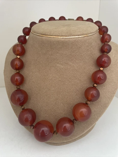 Ancien collier d’ambre cognac / bakelite 83 g Ref E928
