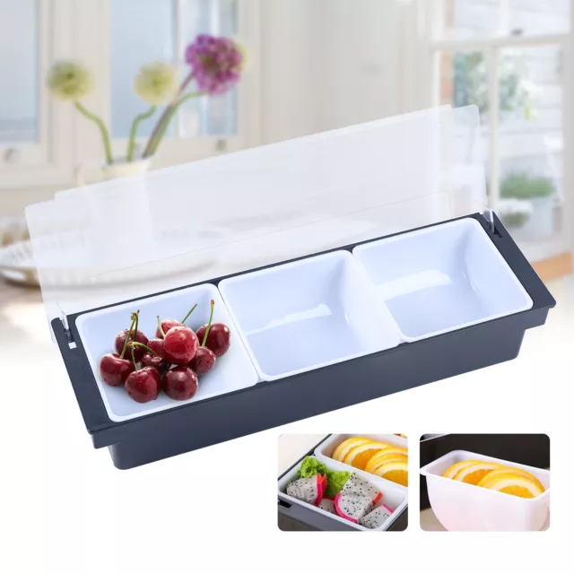 3 Tray Condiment Dispenser Compartment Chilled Server Bar Caddy Food Fruit Box