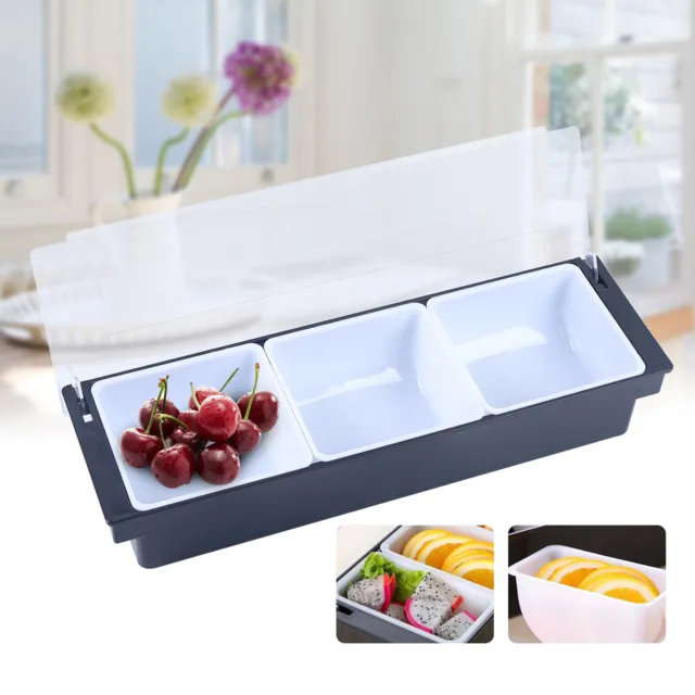 Food-grade Fruit Box Condiment Dispenser Compartment Flip Cover Design 3 Grids