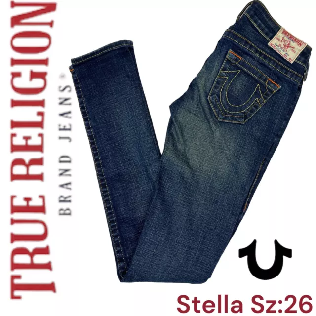 True Religion Womens Stella Low Rise Skinny Denim Jeans Sz 26 Designer