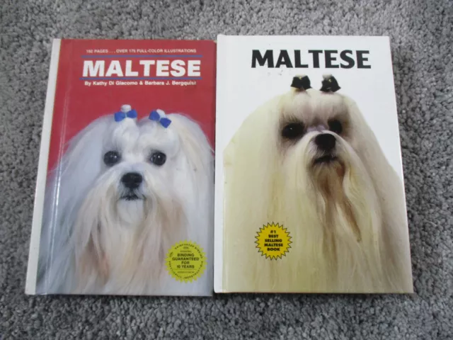 Bundle 2 x Maltese Dog Care & Pedigree Books Di Giacomo & Bergquist