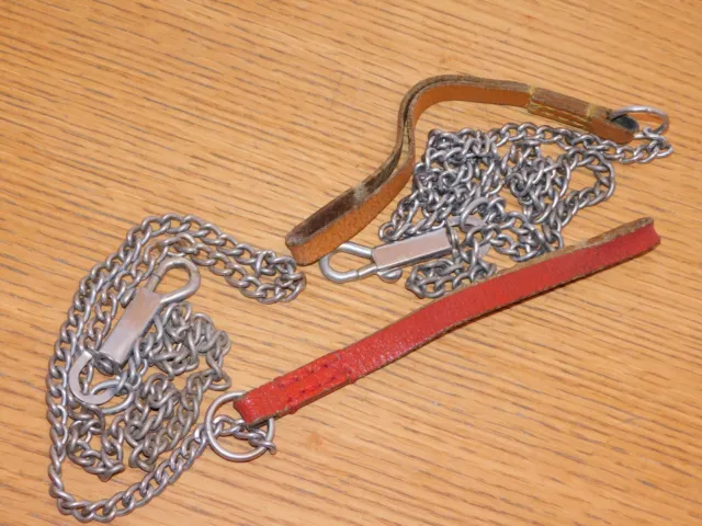 vintage LAISSE de CHIEN pour collier CUIR et METAL chainette chaine MOUSQUETON