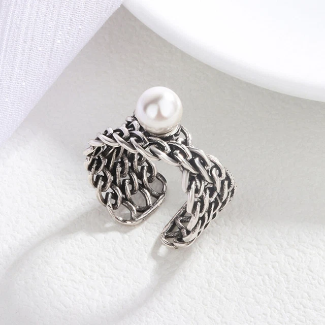 Zierlicher Fingerring Ringdekor Perlenring Vintage-Ring Westlicher Stil
