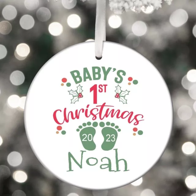 Baby's First Christmas 2023 Footprint Ceramic Christmas Tree Bauble Decoration