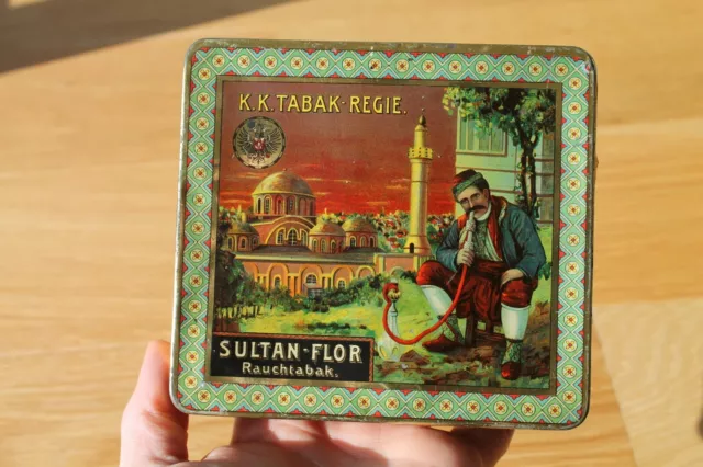 Ancienne Boite Tole Lithographiée Tabac Sultan Flor 100 Gr Cigarette