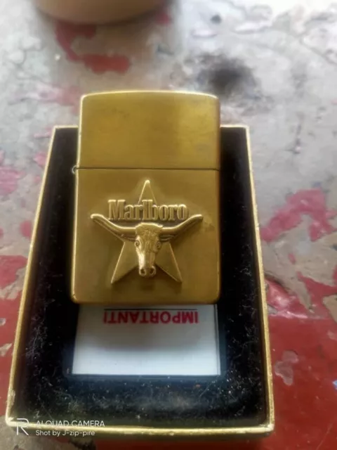 Zippo rare vintage marlboro longhorn brass used tip top with original box 1991