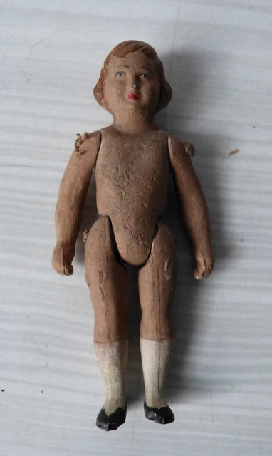 Poupée Ancienne En Biscuit – Enfant Articulé – 15 Cm – Bon état
