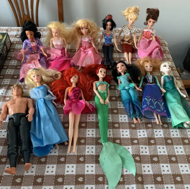 Disney dolls bundle x13 kristoff ariel jasmine Elsa Anna etc