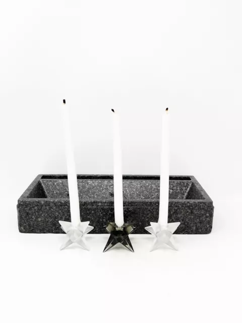 Rosenthal Studio Linie Glass Candle Holders Set Of 3 Moravian Star Black Satin