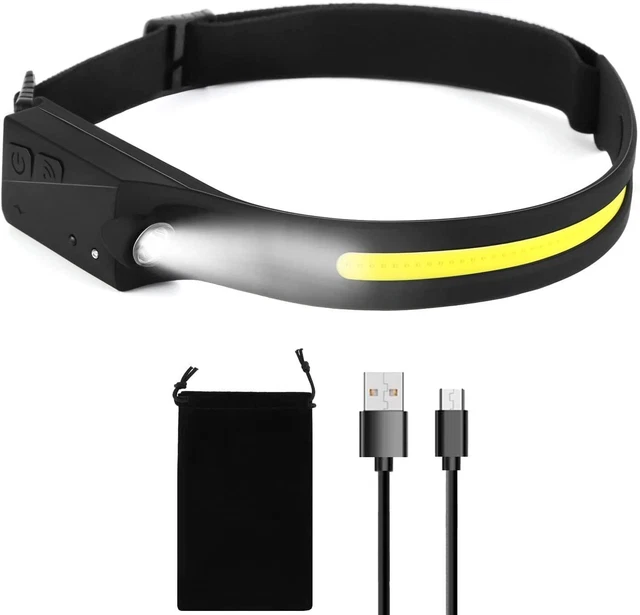 LED Headlamp USB Rechargeable Head Torch Light 600 Lumens IPX4 Waterproof 5 Mode