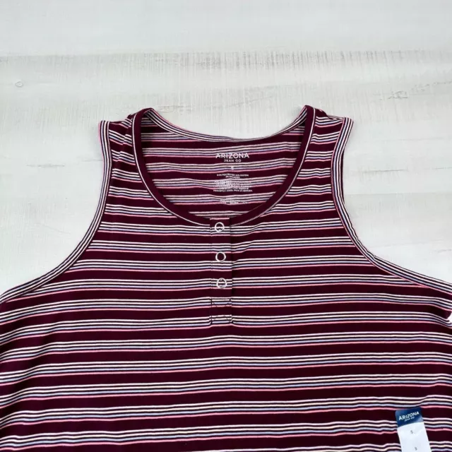 Arizona Jean Co Womens Tank Top Small Juniors Burgundy Striped Knit Shirt New 2