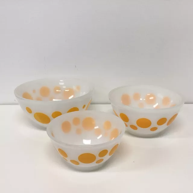 Vintage Hazel Atlas Yellow Dot Mixing Bowls Set of 3 (H1) NS#8749